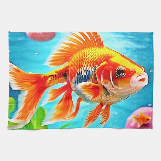 Orange White Goldfish Geschirrtuch (Horizontal)