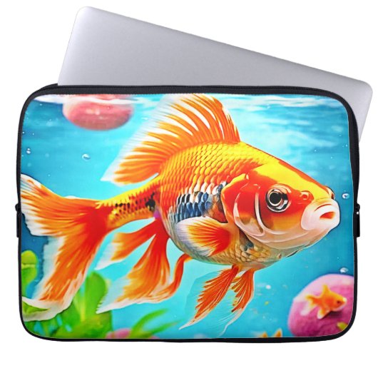 Orange White Goldfish Laptopschutzhülle (Vorderseite)