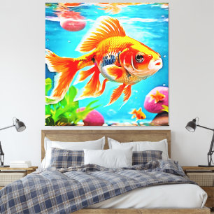 Orange White Goldfish Leinwanddruck