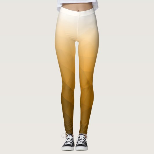 Orange White Gradient Geometric Mesh Pattern Leggings (Vorderseite)
