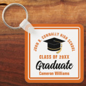 Orange White Graduate 2023 Personalized Graduation Schlüsselanhänger (Vorderseite)