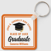 Orange White Graduate 2023 Personalized Graduation Schlüsselanhänger (Rückseite)