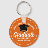 Orange White Graduate Custom 2023 Abschluss Schlüsselanhänger (Rückseite)