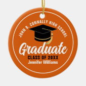 Orange White Graduate Custom 2025 Abschluss Keramik Ornament (Vorne)