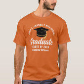 Orange White Graduate Custom Abschluss T-Shirt (Vorderseite)