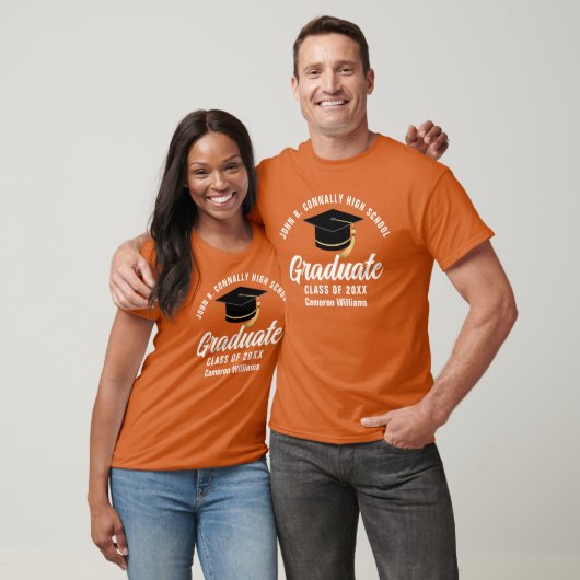 Orange White Graduate Custom Abschluss T-Shirt (Unisex)