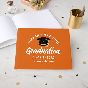 Orange White Graduate Customized Graduate Party Gästebuch