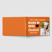 Orange White Graduate Foto Custom Abschluss Gästebuch (Voll)