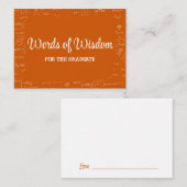 Orange White Graduate Words of Wisdom Advice Begleitkarte (Vorne/Hinten)