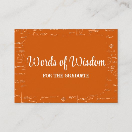 Orange White Graduate Words of Wisdom Advice Begleitkarte (Vorderseite)