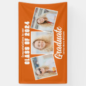 Orange White Graduation Party Foto Collage Banner (Vertikal)