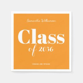 Orange White Graduation Party Napkins Customizable Serviette