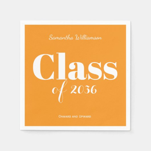Orange White Graduation Party Napkins Customizable Serviette (Vorderseite)