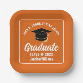 Orange White Graduation Party Square Pappteller (Vorderseite)