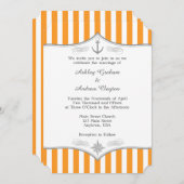 Orange White Gray Nautical Wedding Einladung (Vorne/Hinten)