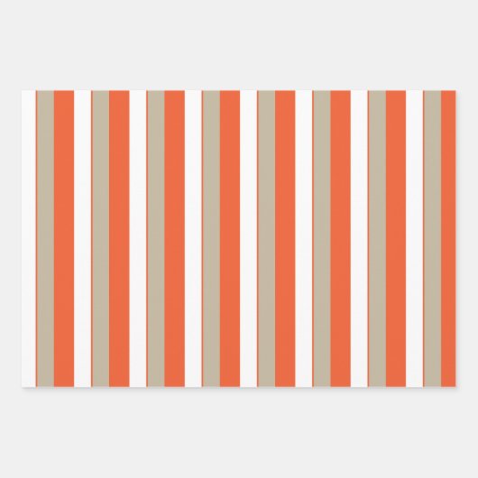 Orange White Gray Streifen Geschenkpapier Set (Vorderseite 2)