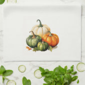 Orange, White & Green Pumpkin Fall Themed Geschirrtuch (Gefaltet)