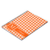 Orange White Hahnentrittmuster | Modernes Monogram Notizblock (Linke Seite)