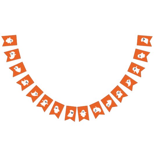 Orange White Happy Halloween Niedlich Ghost Wimpelkette (Alle)