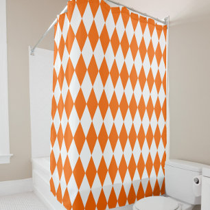 Orange White Harlequin Diamonds Schachbretts Desig Duschvorhang