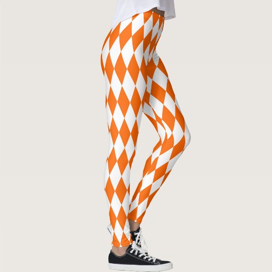 Orange White Harlequin Diamonds Schachbretts Desig Leggings