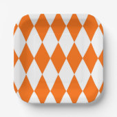 Orange White Harlequin Diamonds Schachbretts Desig Pappteller (Vorderseite)