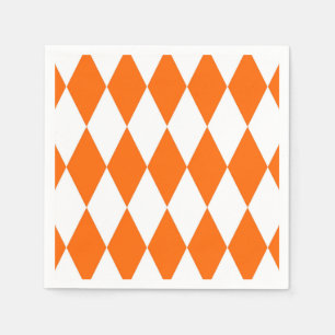 Orange White Harlequin Diamonds Schachbretts Desig Serviette