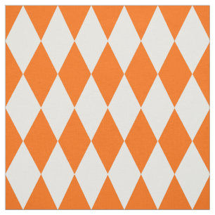 Orange White Harlequin Diamonds Schachbretts Desig Stoff