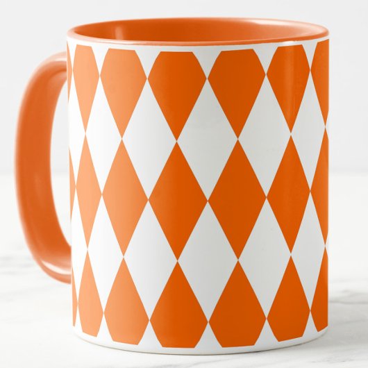 Orange White Harlequin Diamonds Schachbretts Desig Tasse