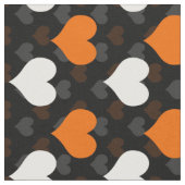 Orange White Hearts Black Stoff (Nahaufnahme)