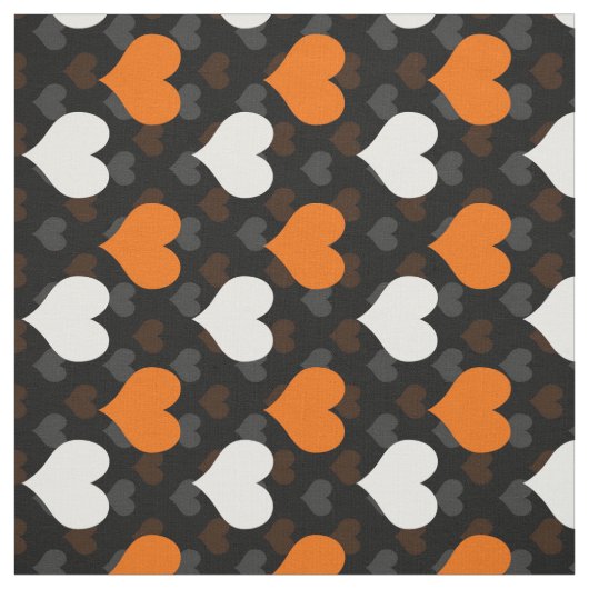 Orange White Hearts Black Stoff (Muster)