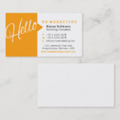 Orange & White Hello Anführungskarte Visitenkarte (Vorne/Hinten)