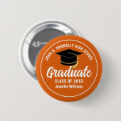 Orange White High School Graduate Individuelle Nam Button (Vorne & Hinten)