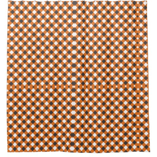 Orange White Kariert Gingham Duschvorhang (Vorderseite)