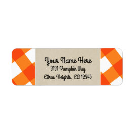 Orange White Kariert Kraft Rustic Monogram Initial