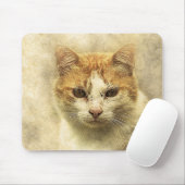 Orange & White Kitty | ABSTRAKT | Wasserfarbe Mousepad (Mit Mouse)