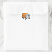 Orange White Lächeln Garbage Truck Cartoon Runder Aufkleber (Tasche)