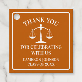 Orange White Law School Custom Graduation Party Geschenkanhänger