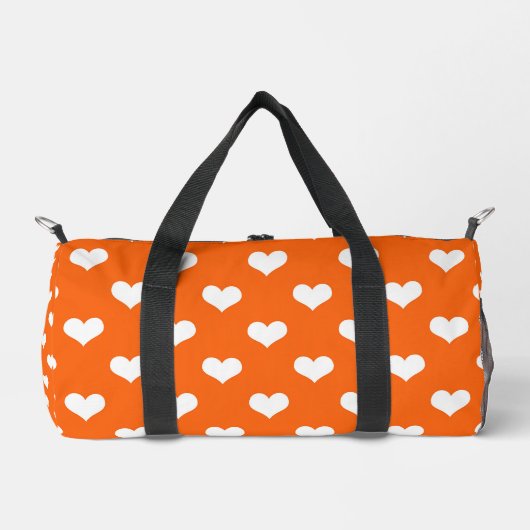 Orange White Liebe Herzdesign Duffle Bag (Vorderseite)