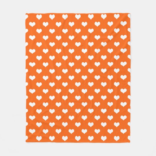 Orange White Liebe Herzdesign Fleecedecke (Vorderseite)
