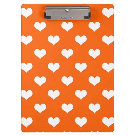 Orange White Liebe Herzdesign Klemmbrett (Vorderseite)