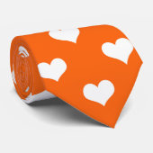 Orange White Liebe Herzdesign Krawatte (Gerollt)
