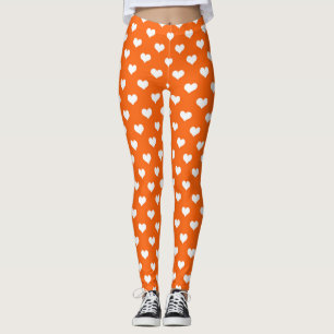 Orange White Liebe Herzdesign Leggings