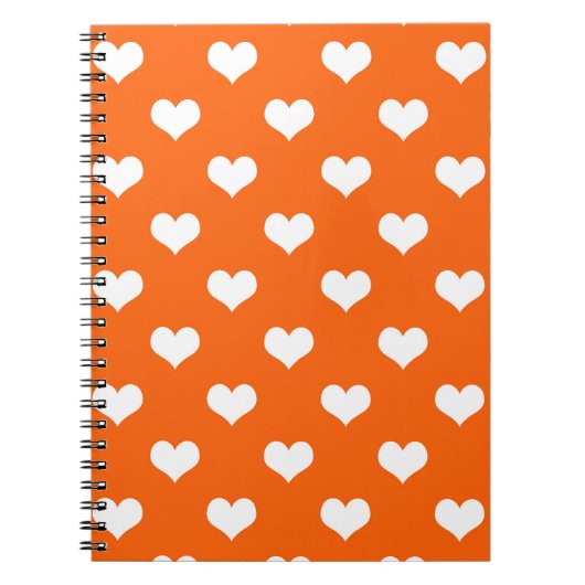 Orange White Liebe Herzdesign Notizblock (Vorderseite)