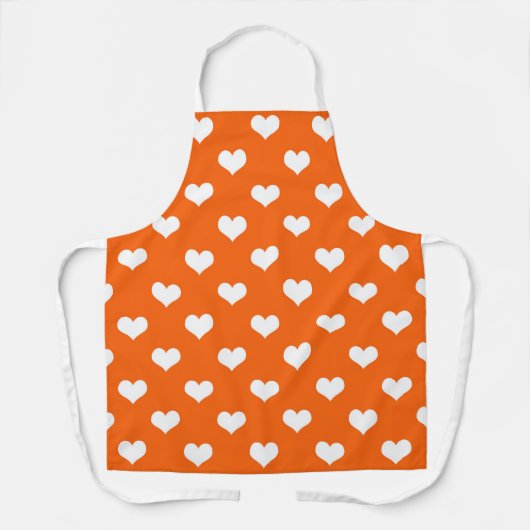 Orange White Liebe Herzdesign Schürze (Vorderseite)