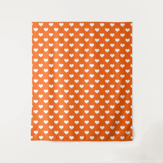 Orange White Liebe Herzdesign Wandteppich (Vorderseite)