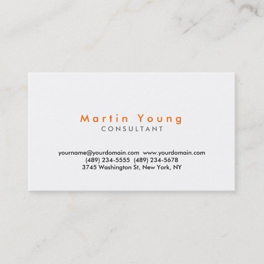 Orange White Modern Beruflich Business Card Visitenkarte (Vorderseite)