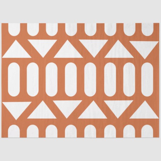 Orange White Modern Geometric Seidenpapier (Vorderseite)