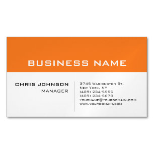 Orange White Modern Minimalistisch Magnetische Visitenkarte