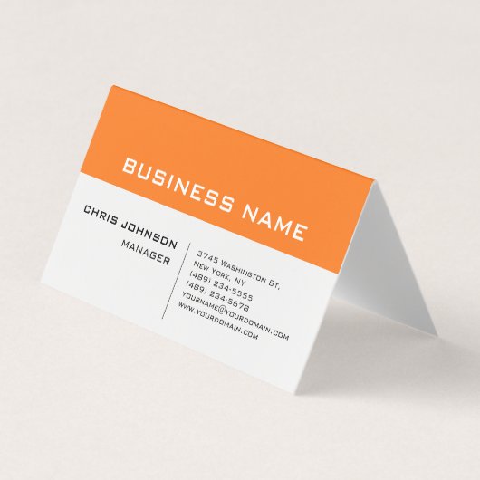 Orange White Modern Minimalistisch Visitenkarten (Vorderseite)